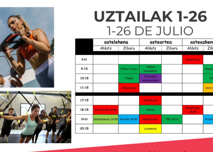 Plazo para inscribirse en las actividades Fitness en julio