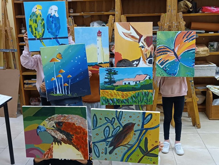 Último día de la exposición de pintura “Marrazketa eta Pintura artistiko tailerreko lanak"