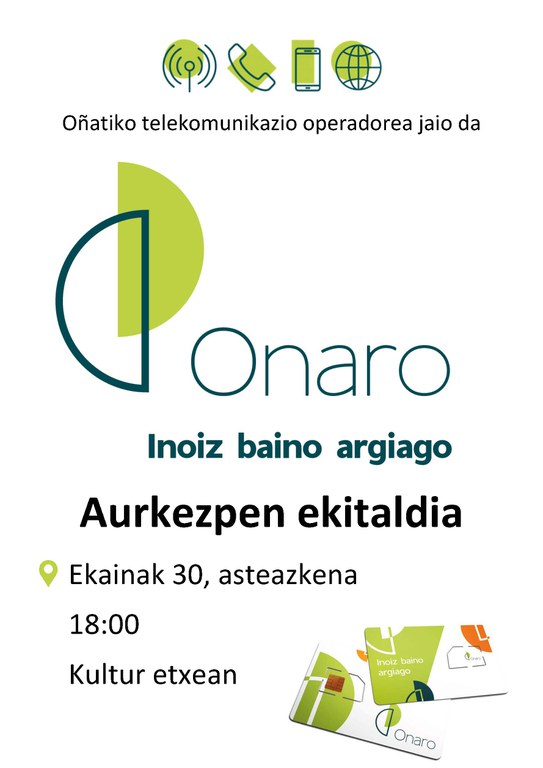 “Onaro”, Oñatiko telekomunikazio operadorearen aurkezpena