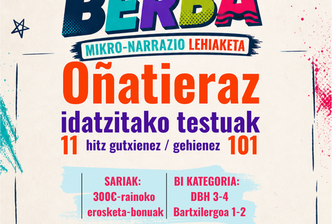 "101 berba" oñatierazko mikro-narrazioen lehen lehiaketa antolatu da