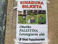 “Palestina lorategia” sortzeko sinadura bilketa abiatu du Oñati Palestinarekin herri ekimenak