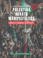 20tik gora eragilek eta ehundik gora herritarrek bat egin dute Palestinarekiko elkartasun manifestazioarekin