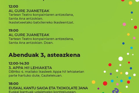 Antzerki emanaldiak, lehiaketa, kantu saioa eta liburu erakusketa antolatu dira Euskararen Egunaren harira