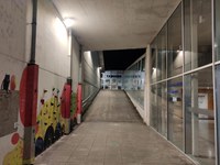 Argiztapen lan berriak egiten ari dira kiroldegian eta Azkoagainen