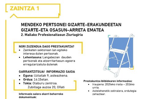 Arreta sozio-sanitario arloko prestakuntza ikastaroa hasiko da Zubillagako Olaburun, irailean