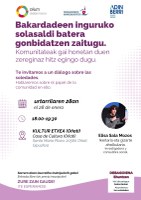 Bakardadeari buruzko hitzaldia egingo da datorren asteazkenean Kultur etxean