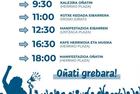 Biharko greba deialdiak Oñatin oihartzun zabala izatea aurreikusten da