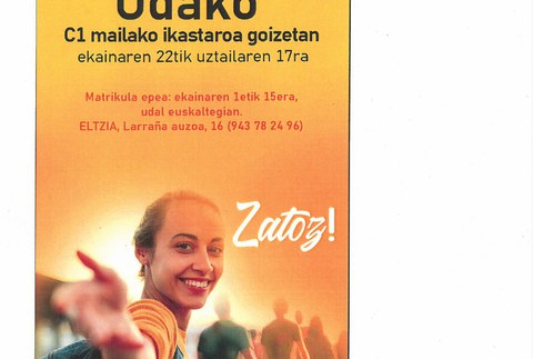 C1 mailako ikastaro trinkoa antolatu du Udal euskaltegiak