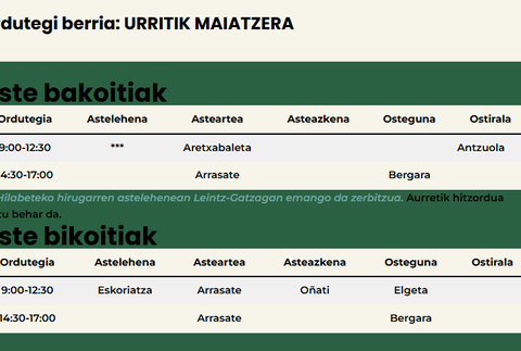 Debagoieneko Energia bulegoak arreta-egutegia moldatu du
