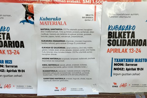 Elkar Hezi eta Txantxiku ikastolan Kubara bidaltzeko materiala biltzen hasi dira gaur