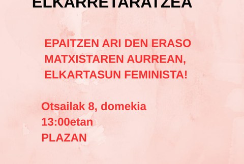 Elkarretaratzea deitu du Sare Feministak, epaitzen ari diren eraso matxistaren biktimari elkartasuna azaltzeko