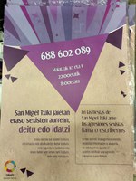 Eraso sexisten aurreko informazio-telefonoa aktibatuko da San Miel Txiki eta Errekaldeko jaietan