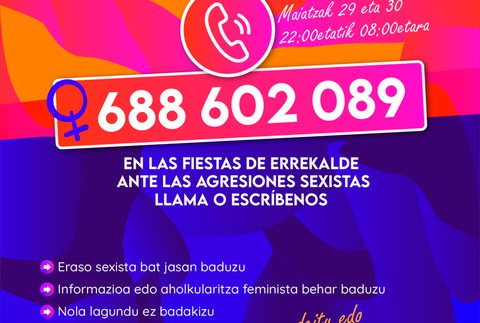 Errekaldeko jaietan eraso sexisten arretarako telefono bidezko zerbitzua egongo da