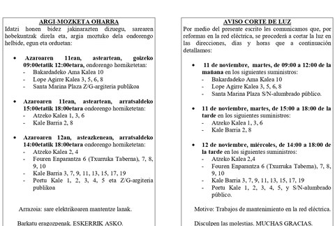 Hiru argi mozketa programatu ditu Oñargik azaroaren 11 eta 12rako