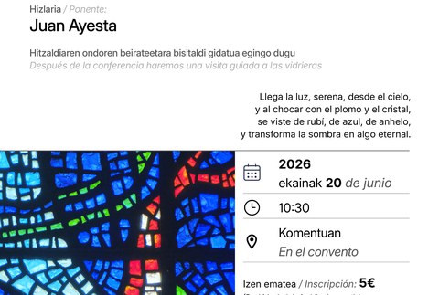 Hitzaldia eta bisita gidatua antolatu dira Xavier Alvarez de Eulateren beirateak jarri zireneko 70. urteurrena ospatzeko