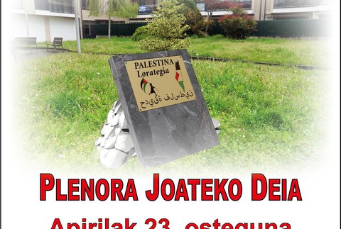 Palestina lorategia” izendatzeko mozioa etziko Osoko Bilkurara eramango du Oñati Palestinarekin herri ekimenak