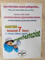 Pentsionistak Gasteizera itzuliko dira gutxieneko pentsioak eskatzera