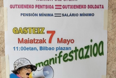 Pentsionistak Gasteizera itzuliko dira gutxieneko pentsioak eskatzera