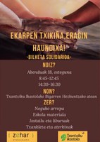 Zehar errefuxiatuak elkartearen aldeko material bilketa egingo da Txantxiku ikastolan, bihar