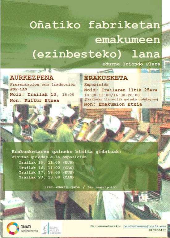 Oñatiko fabriketan emakumeen (ezinbesteko) lana