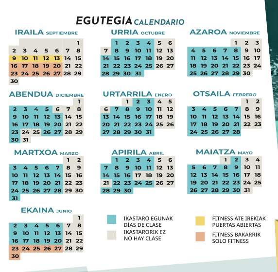 Ikastaroetako egutegia